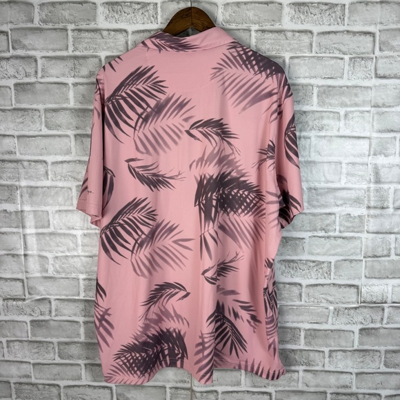 Walter Hagen Light Pink Palm Leaves AOP Performance Golf Polo Mens 2XL Stretch - Picture 4 of 6